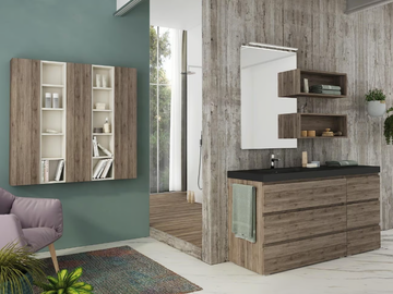 FREEDOM FL30 - Floor-standing single HPL vanity unit with towel rail by LEGNOBAGNO - view 2