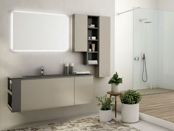 FREEDOM FL32 - Wall-mounted glass vanity unit with mirror by LEGNOBAGNO - view 2