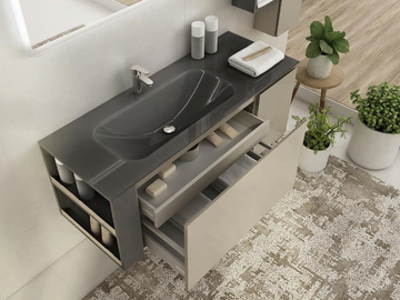 FREEDOM FL32 - Wall-mounted glass vanity unit with mirror by LEGNOBAGNO - view 3