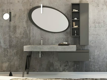 FREEDOM FL16 - Single porcelain stoneware vanity unit with doors with mirror by LEGNOBAGNO - view 2