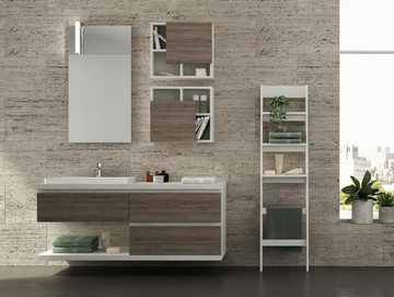 FREEDOM FL27 - Single wall-mounted melamine-faced chipboard vanity unit with mirror by LEGNOBAGNO - view 2