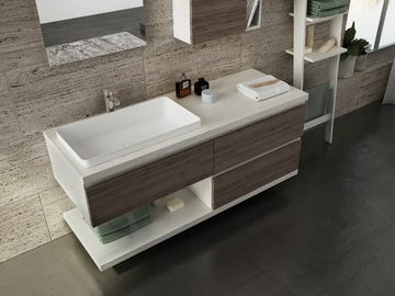FREEDOM FL27 - Single wall-mounted melamine-faced chipboard vanity unit with mirror by LEGNOBAGNO - view 3
