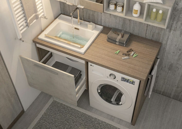 URBAN LAUNDRY 05 - Wall-mounted laundry room cabinet with sink by LEGNOBAGNO - view 3
