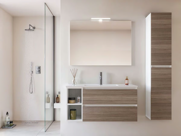 CUBIK 01 - Wall-mounted wooden vanity unit with integrated washbasin by LEGNOBAGNO - view 2
