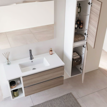 CUBIK 01 - Wall-mounted wooden vanity unit with integrated washbasin by LEGNOBAGNO - view 3