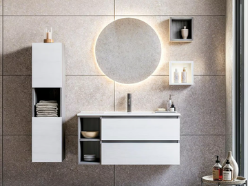 CUBIK 02 - Wall-mounted wooden vanity unit with cabinets by LEGNOBAGNO - view 2
