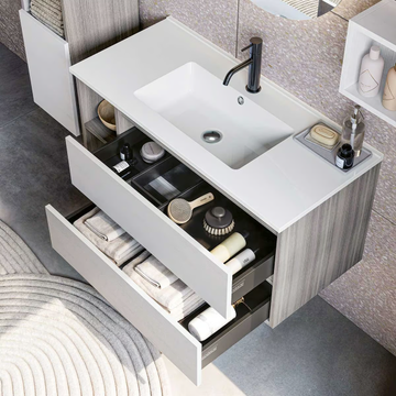 CUBIK 02 - Wall-mounted wooden vanity unit with cabinets by LEGNOBAGNO - view 3