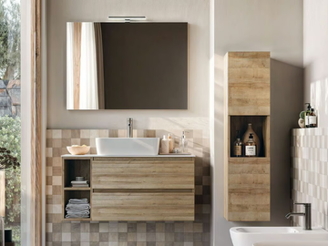 CUBIK 07 - Wall-mounted wooden vanity unit with cabinets by LEGNOBAGNO - view 2