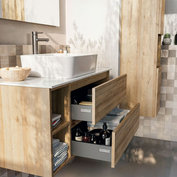 CUBIK 07 - Wall-mounted wooden vanity unit with cabinets by LEGNOBAGNO - view 3