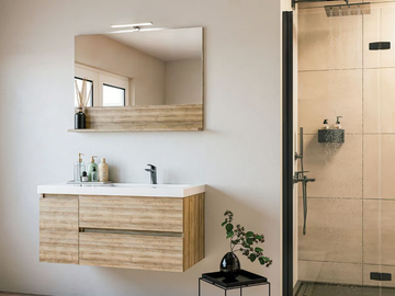 LINE 05 - Wall-mounted vanity unit with doors with drawers by LEGNOBAGNO - view 2