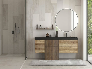 LIFE 02 - Floor-standing single vanity unit with mirror by LEGNOBAGNO - view 2