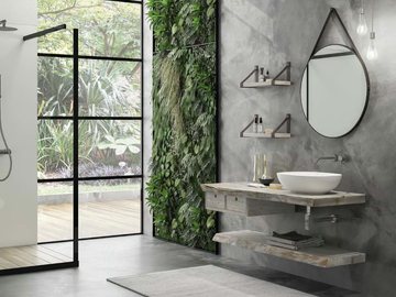LIFE 03 - Single wall-mounted vanity unit with mirror by LEGNOBAGNO - view 2