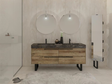 LIFE 04 - Floor-standing double vanity unit with drawers by LEGNOBAGNO - view 2