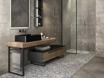 LIFE 08 - Floor-standing single vanity unit with mirror by LEGNOBAGNO - view 2