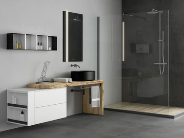 LIFE 14 - Floor-standing single vanity unit with mirror by LEGNOBAGNO - view 2