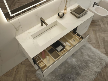 LIFE 15 - Single wall-mounted vanity unit with mirror by LEGNOBAGNO - view 3
