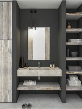 LIFE 16 - Single wall-mounted vanity unit with mirror by LEGNOBAGNO - view 3