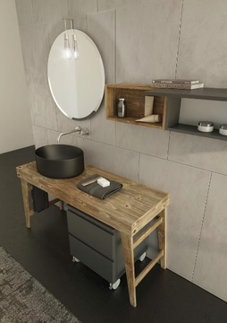FREEDOM FL21 - Floor-standing single fir vanity unit with towel rail by LEGNOBAGNO - view 3