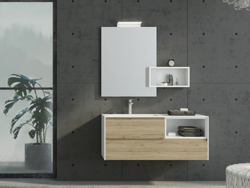 FREEDOM FL22 - Floor-standing HPL vanity unit with drawers with mirror by LEGNOBAGNO - view 2