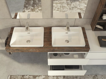 FREEDOM FL24 - Single wall-mounted fir vanity unit with drawers by LEGNOBAGNO - view 3