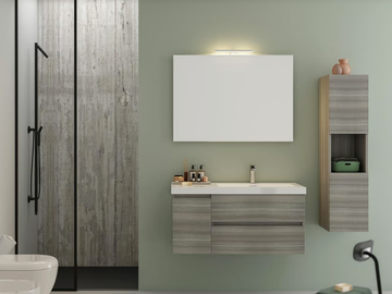 LINE 01 - Wall-mounted vanity unit with doors with drawers by LEGNOBAGNO - view 2