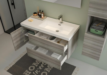 LINE 01 - Wall-mounted vanity unit with doors with drawers by LEGNOBAGNO - view 3