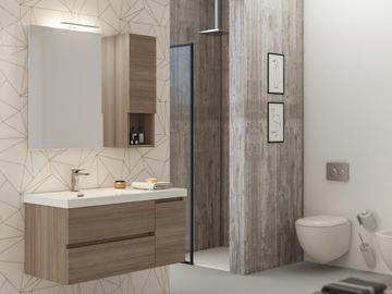 LINE 02 - Wall-mounted vanity unit with doors with drawers by LEGNOBAGNO - view 2