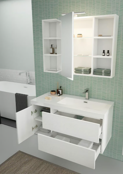 LINE 03 - Wall-mounted vanity unit with doors with drawers by LEGNOBAGNO - view 3
