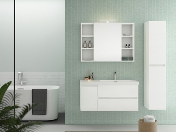 LINE 03 - Wall-mounted vanity unit with doors with drawers by LEGNOBAGNO - view 2
