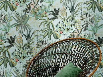 FIGARI - Textile effect wallpaper with floral pattern by LELIEVRE - view 2