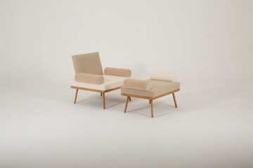 RUE DU LOUVRE - Upholstered fabric footstool by LELIEVRE - view 3