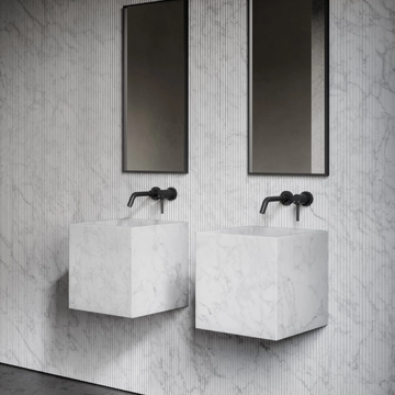 CINO - Wall-mounted square Carrara marble washbasin by LUSSO - view 3