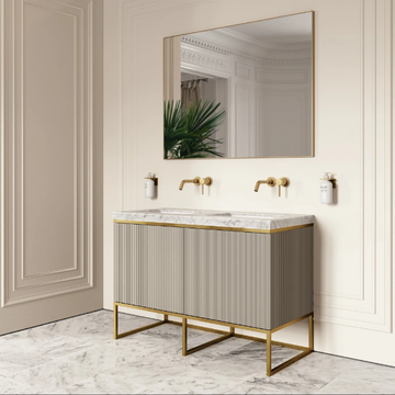 COUTURE - Floor-standing double wooden vanity unit with integrated washbasin by LUSSO - view 3