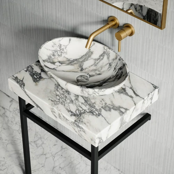LOMAZZO - Single Arabescato marble washbasin countertop by LUSSO - view 3