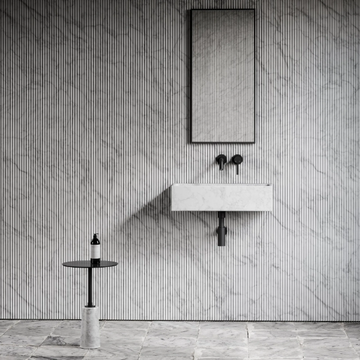 QUADRA - Rectangular single Carrara marble washbasin by LUSSO - view 3