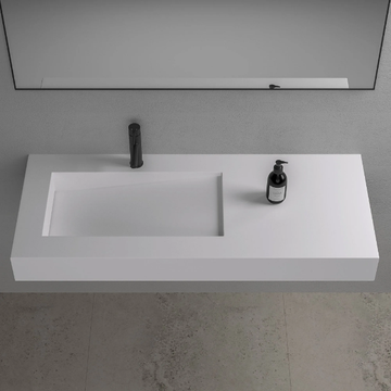 SLOPE - Wall-mounted single rectangular Resin Stone washbasin by LUSSO - view 3
