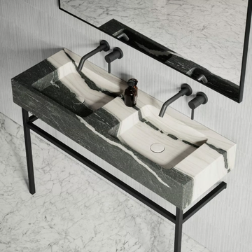 VERNANTE - Floor-standing double marble console sink with towel rail by LUSSO - view 3