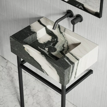 VERNANTE - Single marble console sink with towel rail by LUSSO - view 3