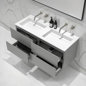 CELARE - Double wall-mounted wooden vanity unit with drawers by LUSSO - view 3