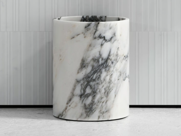 CLICHE - Arabescato marble bathroom waste bin by LUSSO - view 2