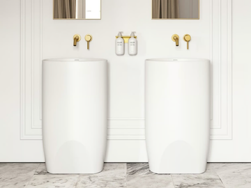 COCOON - Freestanding oval Resin Stone washbasin with overflow by LUSSO - view 2