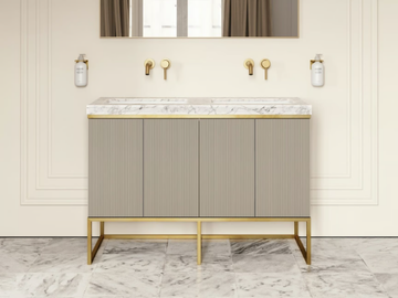 COUTURE - Floor-standing double wooden vanity unit with integrated washbasin by LUSSO - view 2
