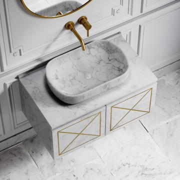 DESIGNO - Countertop oval Carrara marble washbasin by LUSSO - view 3