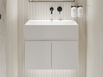 ETHOS - Wall-mounted Resin Stone vanity unit with doors by LUSSO - view 2