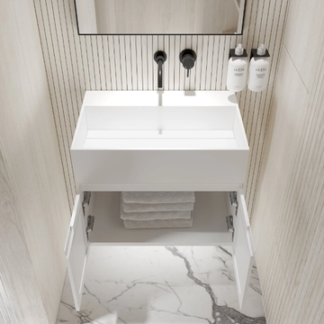 ETHOS - Wall-mounted Resin Stone vanity unit with doors by LUSSO - view 3