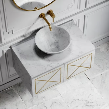 ITALIA - Countertop round single Carrara marble washbasin by LUSSO - view 3