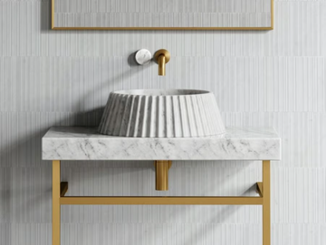 LAMP - Countertop round Carrara marble washbasin by LUSSO - view 2