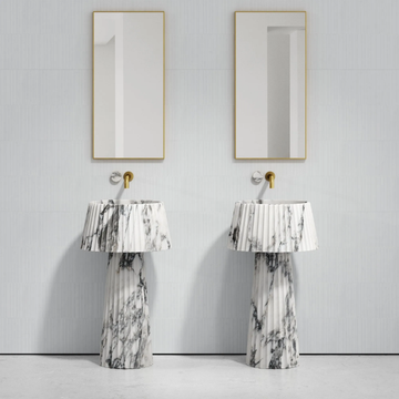LAMP - Freestanding round Arabescato marble washbasin by LUSSO - view 3