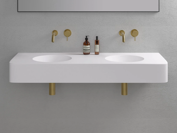 LANOSA - Wall-mounted double Resin Stone washbasin by LUSSO - view 2
