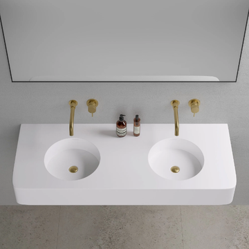 LANOSA - Wall-mounted double Resin Stone washbasin by LUSSO - view 3